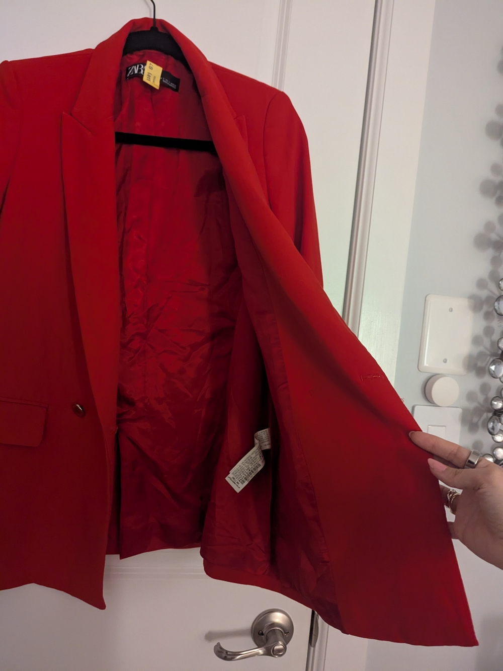 Zara Red Double-Button Oversized Blazer - Picture 5 of 8